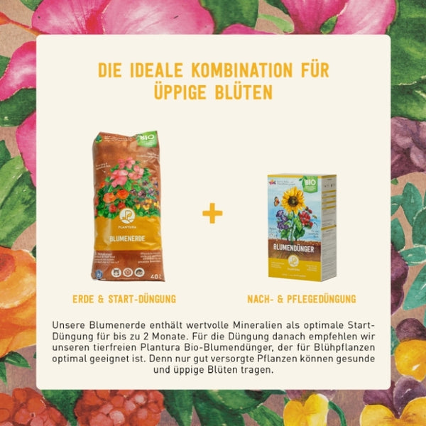 Plantura Bio-Blumendünger und Bio-Blumenerde