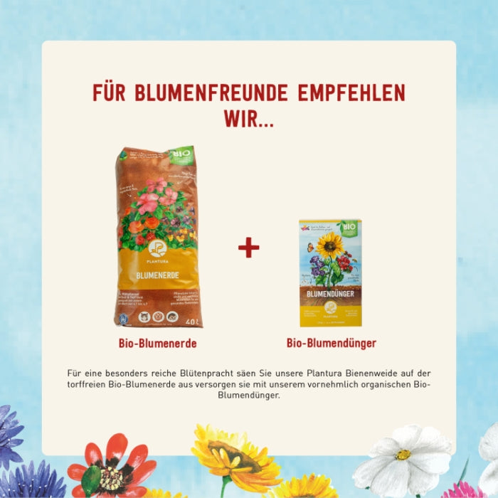 Plantura Blumendünger und Erde für eine Bienenweide