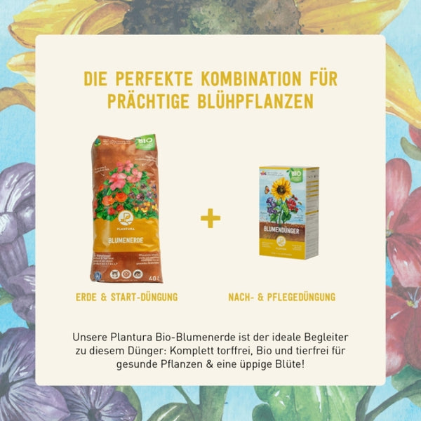Plantura Bio-Blumendünger und Bio-Blumenerde